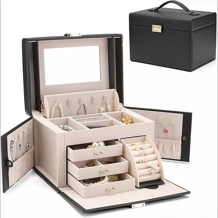 Cajas impresas a todo color de cuero de imitación personalizadas para joyería de mujer y niña