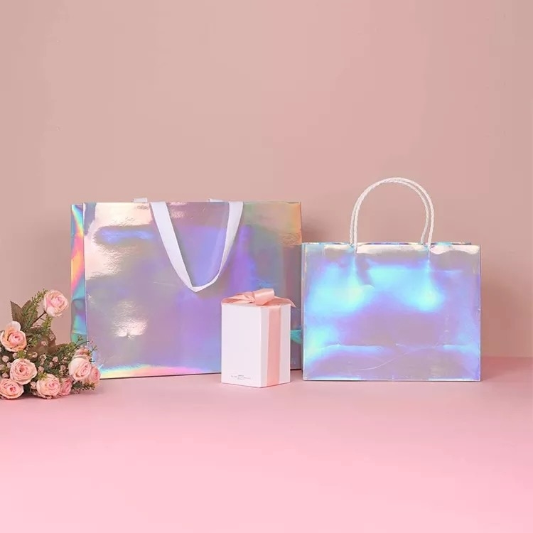 Brilla el color olográfico de Cmyk de las bolsas de la ropa de la hoja de plata