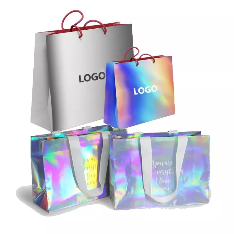 Brilla el color olográfico de Cmyk de las bolsas de la ropa de la hoja de plata
